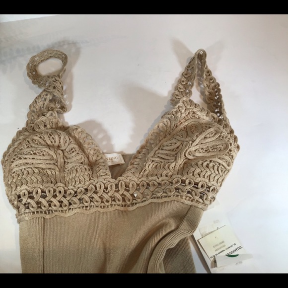 VALENTINO NUDE BOHO CROCHET DETAIL DRESS NWT SZ 6 - Picture 12 of 14